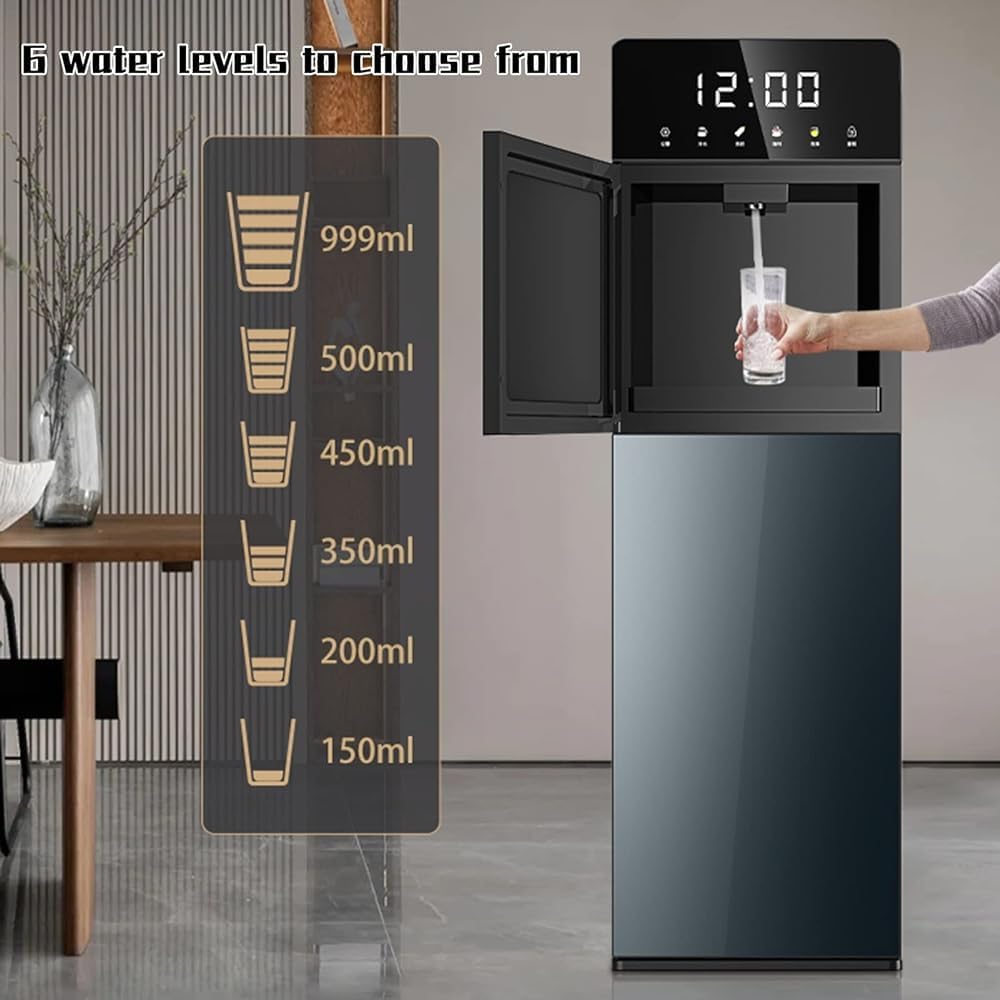 Wasserkühler-Spender für Heiß und Kälte, freistehend für 1,8 l Flaschen, für Zuhause, Büro, Schule, einfacher und bequemer Zugang