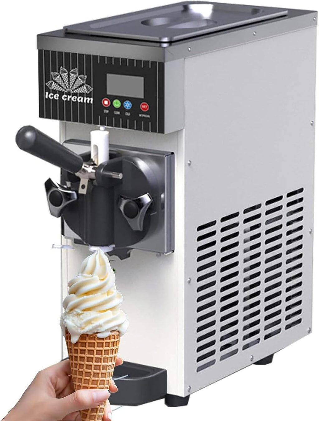 Commercial & Home Soft Serve Ice Cream Maker with LCD Panel, Countertop Design for Easy Operation, High Output Efficiency