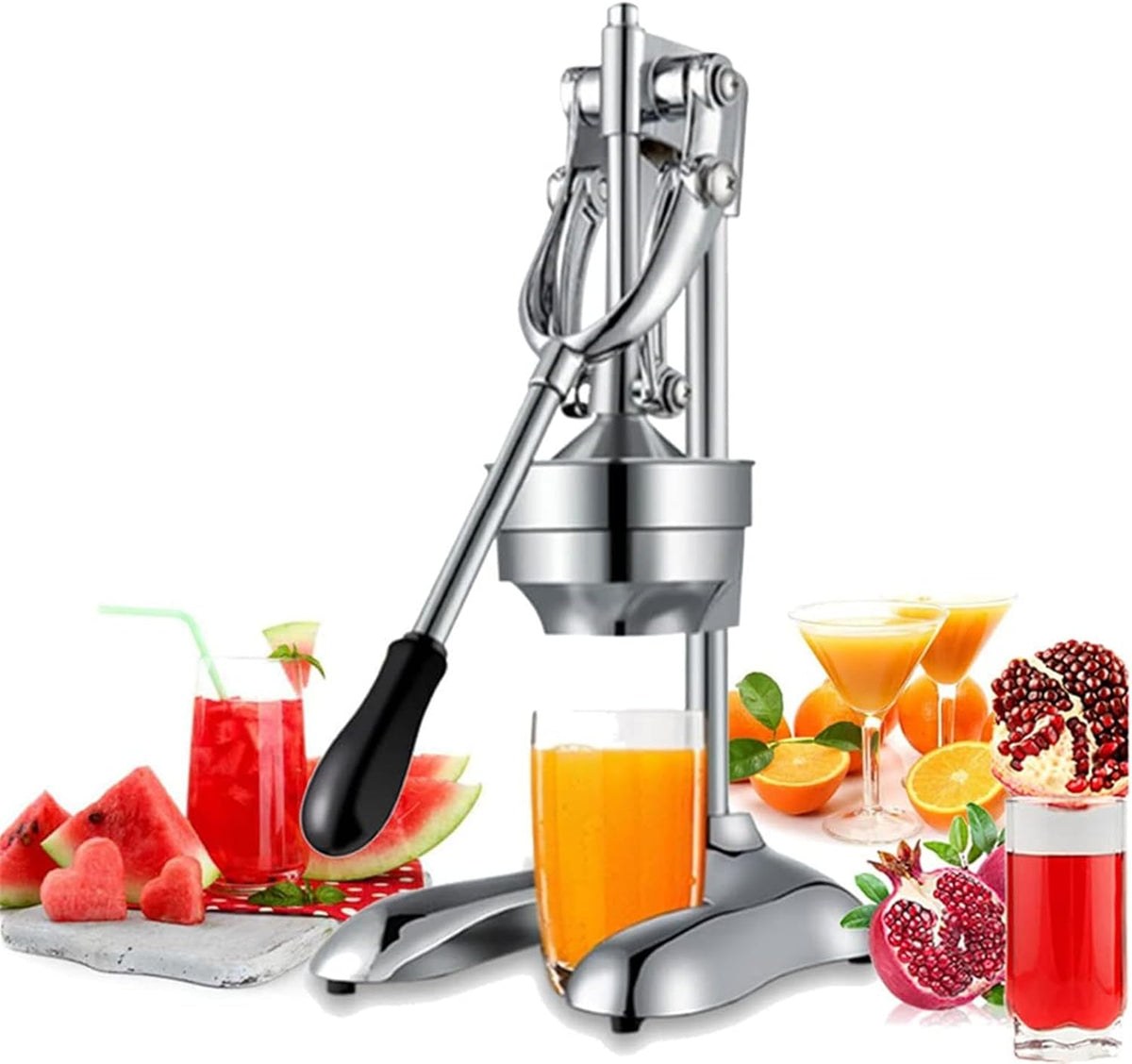 Manuelle Zitruspresse aus Edelstahl, Handpresse, Entsafter für Gewerbe und Haushalt, Zitrus-, Zitronen-, Orangen-, Granatapfel-Fruchtsaft-Extraktor