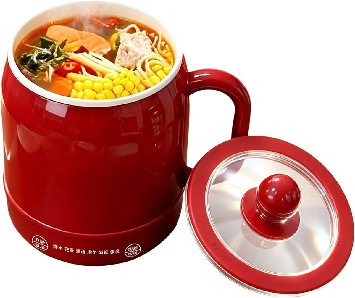 Slow Cooker 6-in-1 Elektrische Keramik-Antihaftbeschichtung, 800 ml mit ergonomischem Griff, ideal für Brei, Milch, Tee – perfekt für Zuhause, Wohnheim, Camping oder Autofahrten
