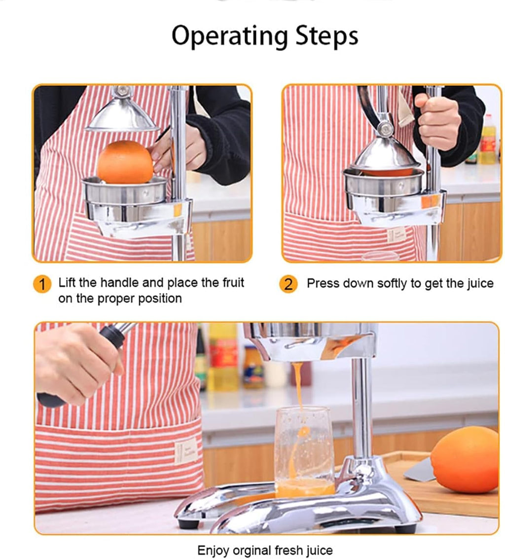 Manuelle Zitruspresse aus Edelstahl, Handpresse, Entsafter für Gewerbe und Haushalt, Zitrus-, Zitronen-, Orangen-, Granatapfel-Fruchtsaft-Extraktor