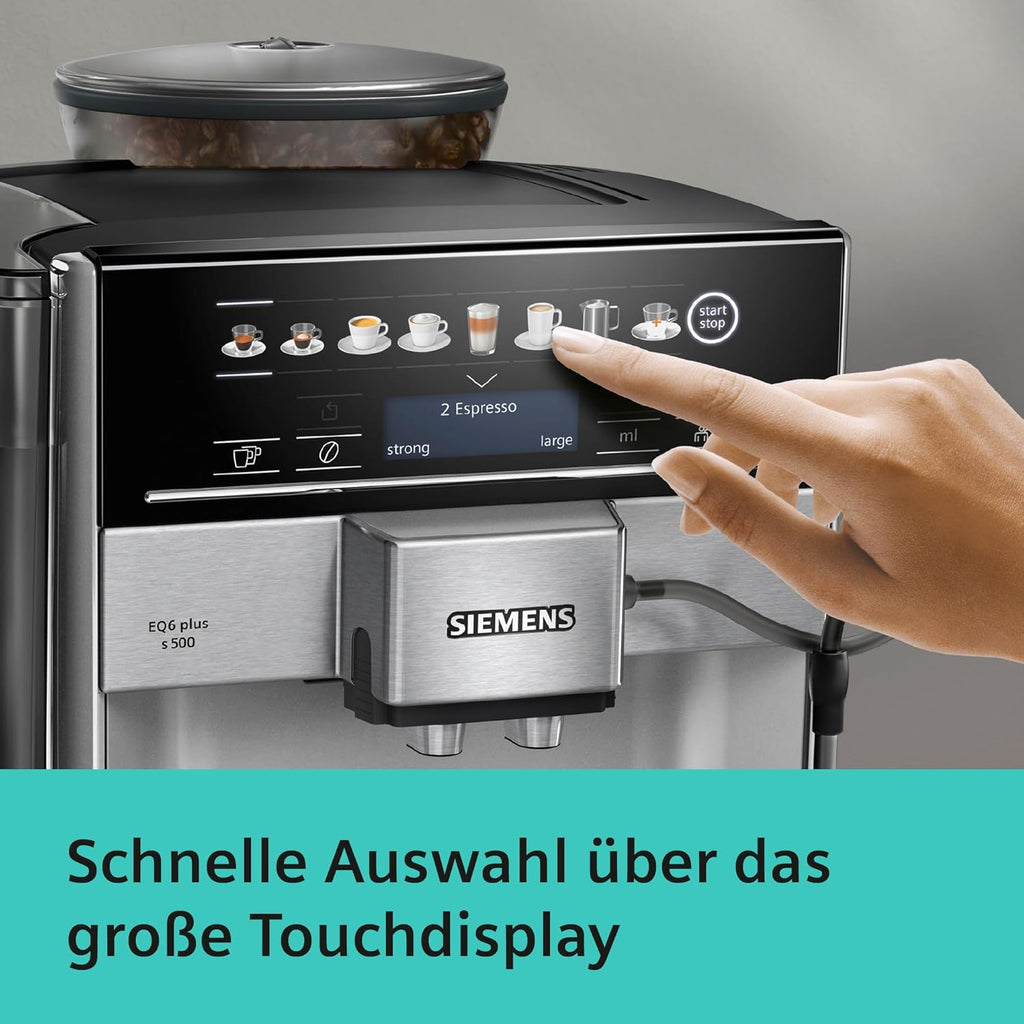 Siemens Kaffeevollautomat EQ6 plus s300, 11 Getränke, TE653501DE, Silber