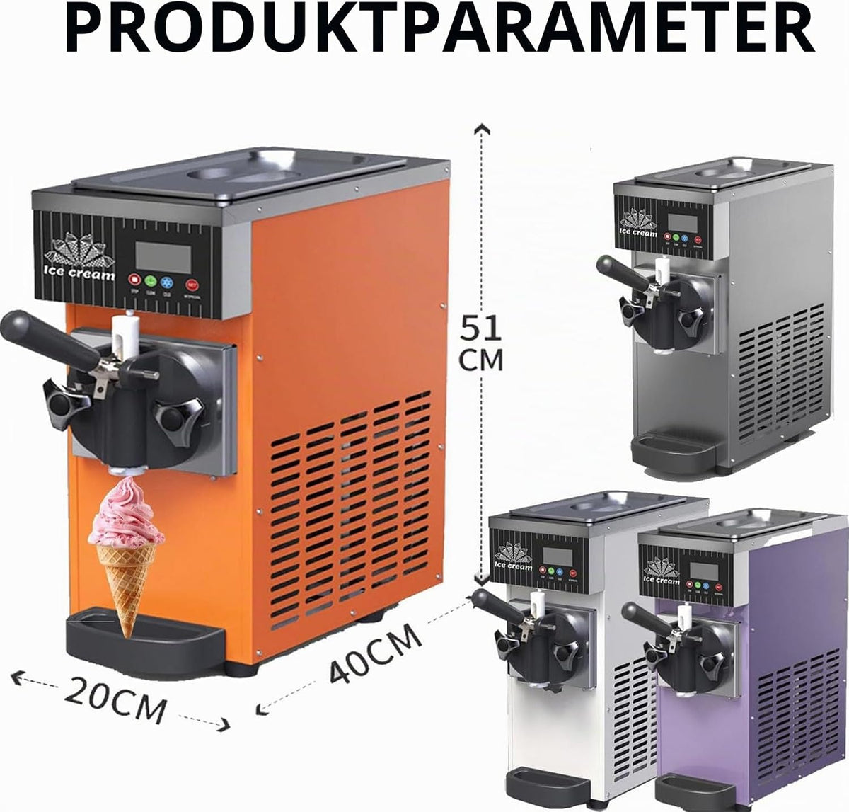 Commercial & Home Soft Serve Ice Cream Maker with LCD Panel, Countertop Design for Easy Operation, High Output Efficiency