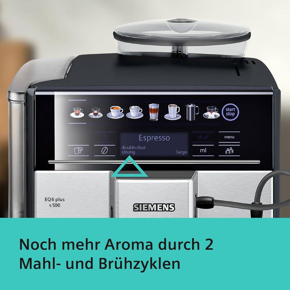 Siemens Kaffeevollautomat EQ6 plus s300, 11 Getränke, TE653501DE, Silber