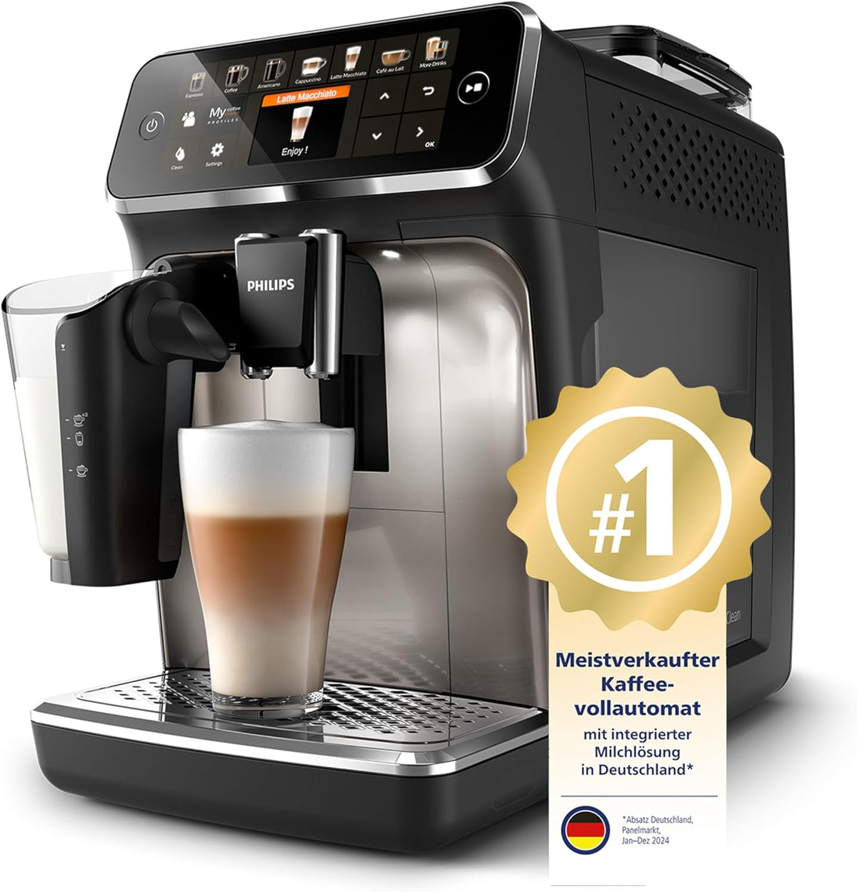 Philips Kaffeevollautomat LatteGo 5400 Serie, Chrom, 12 Spezialitäten