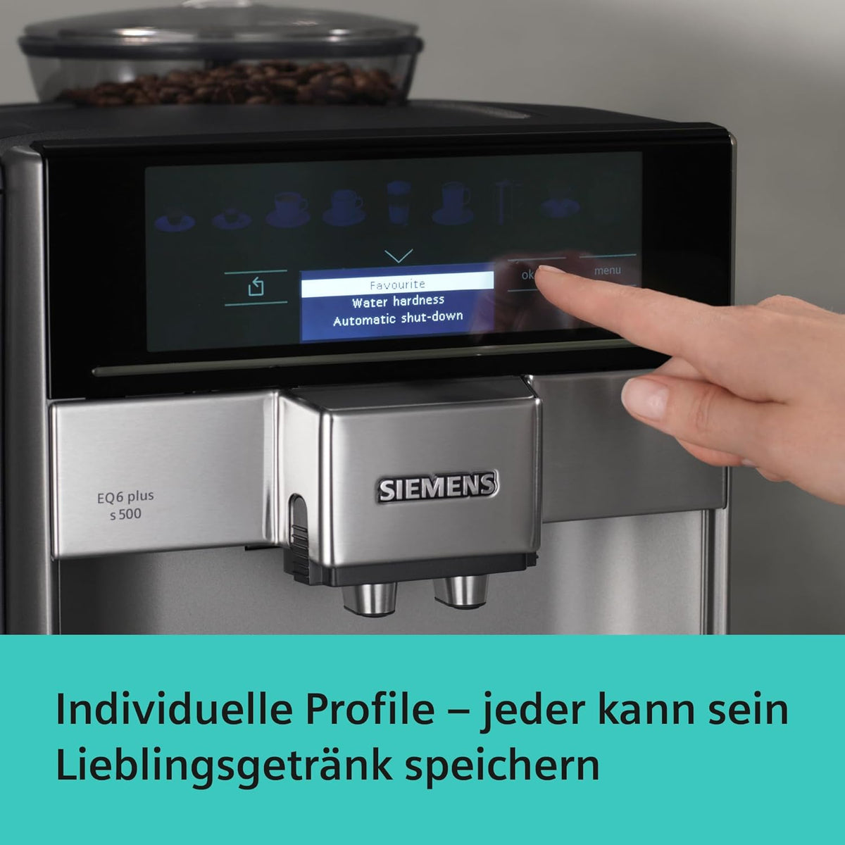 Siemens Kaffeevollautomat EQ6 plus s300, 11 Getränke, TE653501DE, Silber
