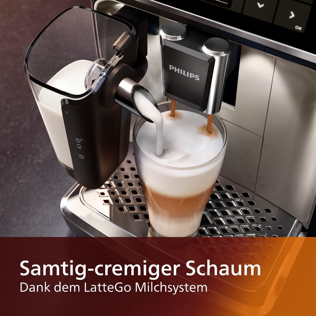 Philips Kaffeevollautomat LatteGo 5400 Serie, Chrom, 12 Spezialitäten