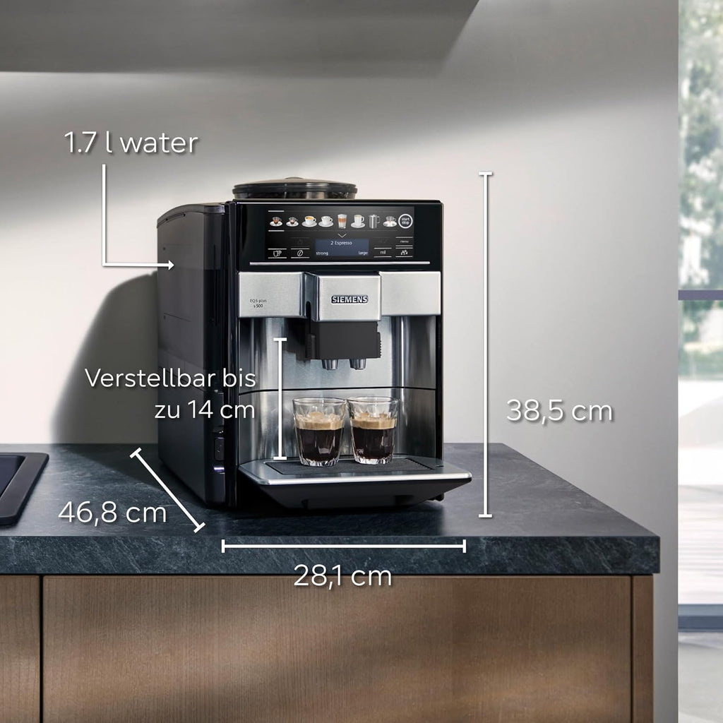 Siemens Kaffeevollautomat EQ6 plus s300, 11 Getränke, TE653501DE, Silber