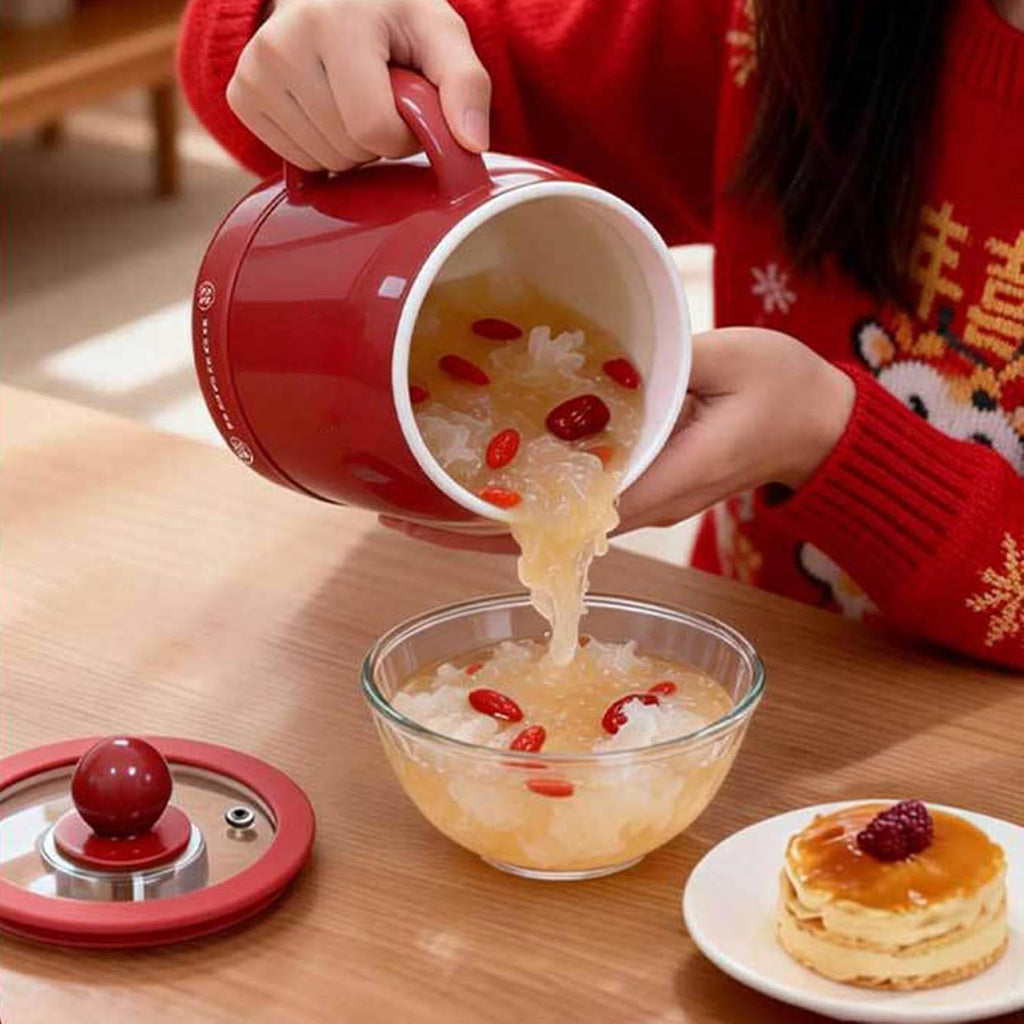 Slow Cooker 6-in-1 Elektrische Keramik-Antihaftbeschichtung, 800 ml mit ergonomischem Griff, ideal für Brei, Milch, Tee – perfekt für Zuhause, Wohnheim, Camping oder Autofahrten