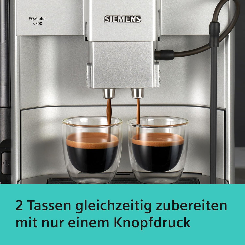 Siemens Kaffeevollautomat EQ6 plus s300, 11 Getränke, TE653501DE, Silber