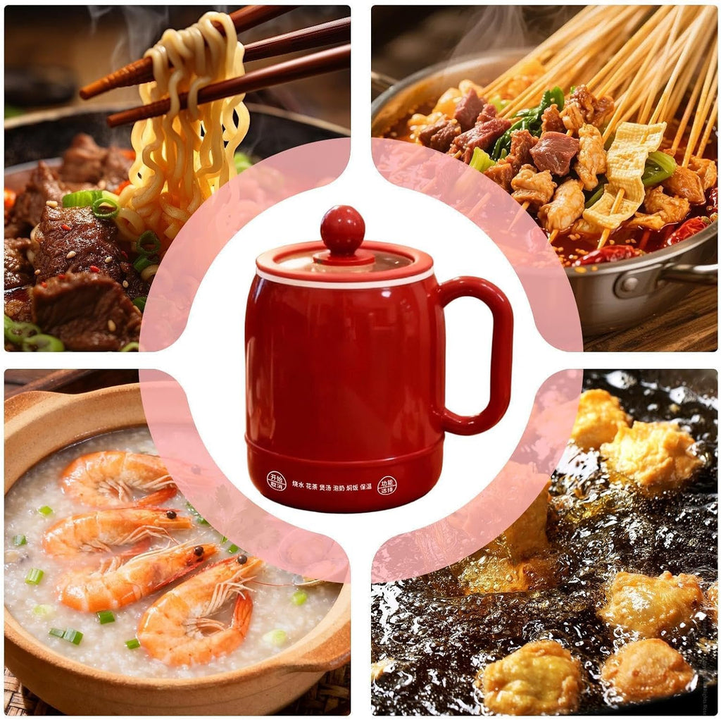 Slow Cooker 6-in-1 Elektrische Keramik-Antihaftbeschichtung, 800 ml mit ergonomischem Griff, ideal für Brei, Milch, Tee – perfekt für Zuhause, Wohnheim, Camping oder Autofahrten